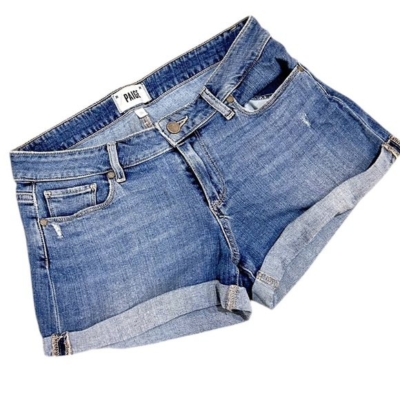 Paige Blue cuffed Denim Jimmy Jimmy Jean short shorts  distressed 26 - Picture 1 of 6